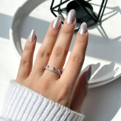 حلقه تاج جواهری نقره