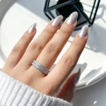 حلقه جواهری پهن نقره