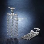 گوشواره زیرگوشی بلند جواهری آبکاری رودیوم