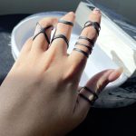 پک انگشتر هندسی پهن مشکی قابل تنظیم