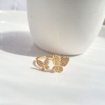 حلقه پروانه جواهری آبکاری رودیوم طلایی قابل تنظیم