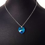گردنبند قلب SWAROVSKI زنجیر استیل آبی/بنفش آبی