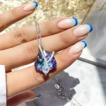 گردنبند قلب باربی Swarovski آبی بنفش نقره