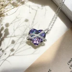 گردنبند قلب باربی Swarovski آبی بنفش نقره