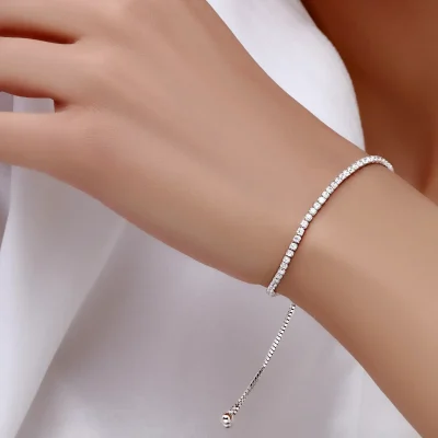 دستبند طرح قلب کریستال زیرکونیا نقره استرلینگ 925