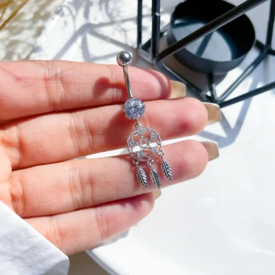 پیرسینگ ناف دریم کچر جواهری آبکاری رودیوم پین استیل