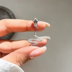پیرسینگ ناف مار جواهری آبکاری رودیوم پین استیل