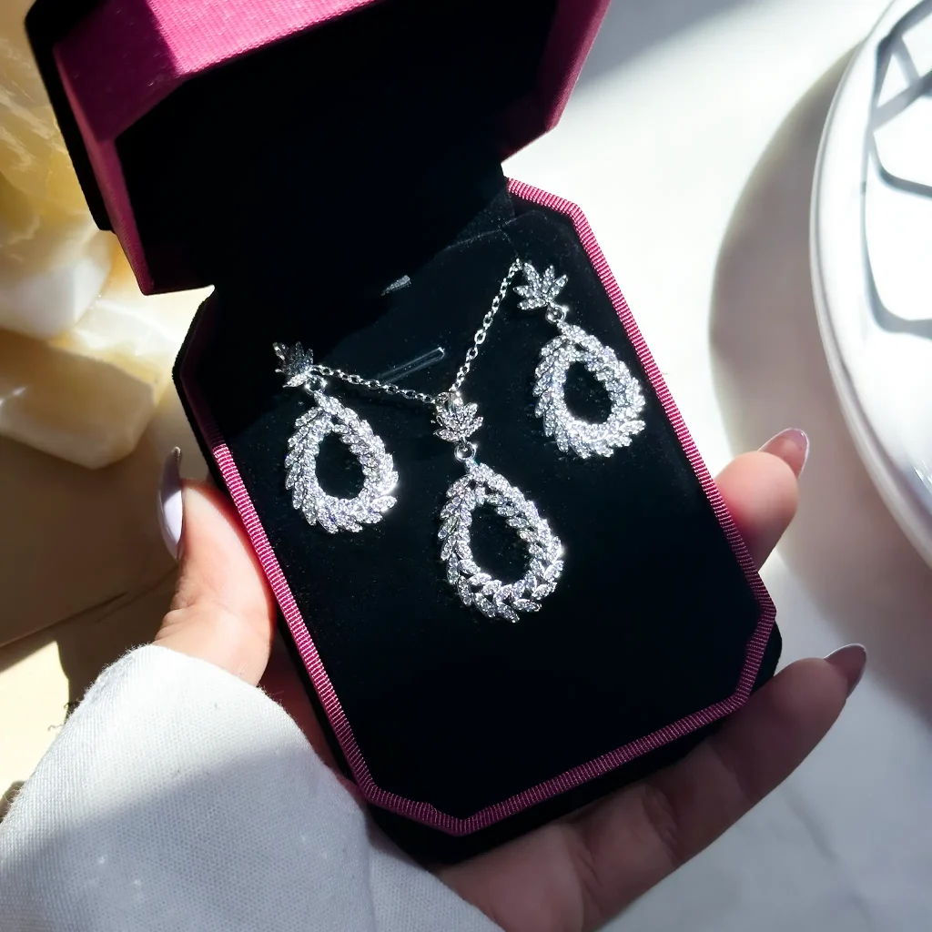 نیم ست آناناس جواهری آبکاری رودیوم