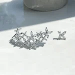 ایرکاف نامتقارن گل جواهری آبکاری رودیوم