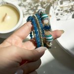 پک دستبند مهره ای آبی طلایی