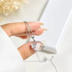 گردنبند پروانه جواهری آبکاری رودیوم
