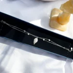 دستبند آویزدار طرح بال و قلب کریستال زیرکونیا 2 زنجیر نقره استرلینگ 925