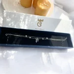 دستبند پاپیون قلب جواهری دو زنجیر نقره