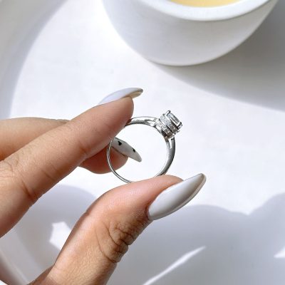 حلقه ازدواج جواهری نقره