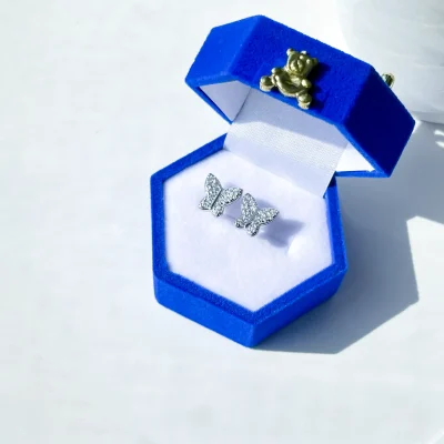 گوشواره پیرسینگی پروانه جواهری نقره