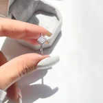 انگشتر مربع جواهری نقره
