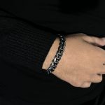 دستبند کوبایی استیل مشکی مردانه