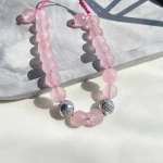 دستبند مهره ای صورتی جواهری نقره