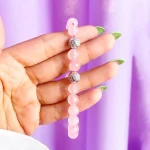 دستبند مهره ای صورتی جواهری نقره