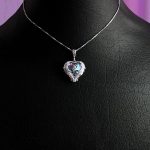 گردنبند قلب پرنسسی Swarovski آبی بنفش جواهری نقره