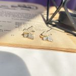 گوشواره پروانه جواهری آبکاری رودیوم طلایی/ نقره ای
