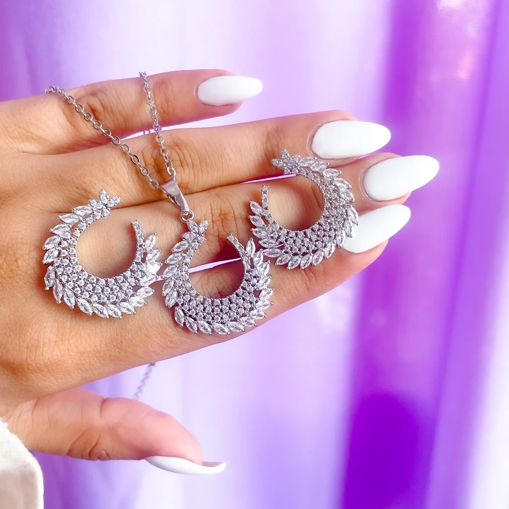 نیم ست شوپارد جواهری آبکاری رودیوم