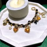 دستبند قلب مروارید طلایی