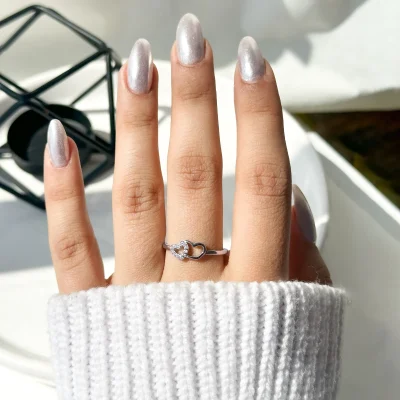 حلقه قلب عشق ابدی جواهری نقره