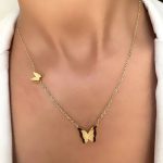 گردنبند پروانه استیل طلایی
