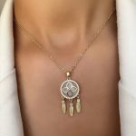 گردنبند Dreamcatcher اپال جواهری استیل طلایی