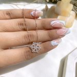 گردنبند دانه برف Swarovski جواهری آبکاری رزگلد نقره