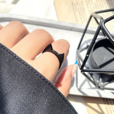 حلقه گربه استیل مشکی