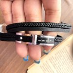 دستبند چرم چشم ببر و لاوا بافت چند لایه Montblanc استیل