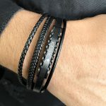 دستبند چرم بافت چند لایه Rolex استیل