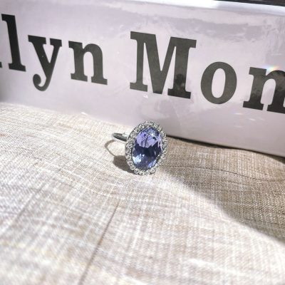انگشتر Swarovski بنفش جواهری آبکاری رودیوم قابل تنظیم