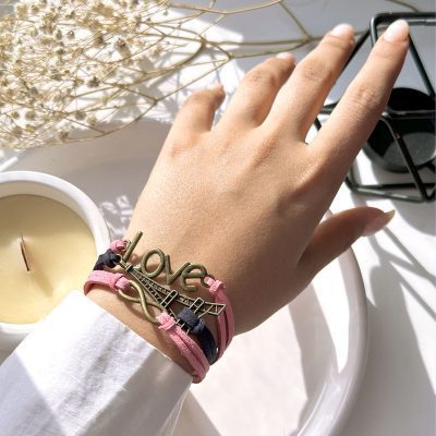 دستبند ایفل Love بی نهایت برنزی