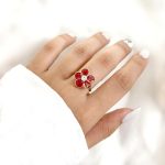 حلقه گل دیزی Swarovski قابل تنظیم آبکاری طلا