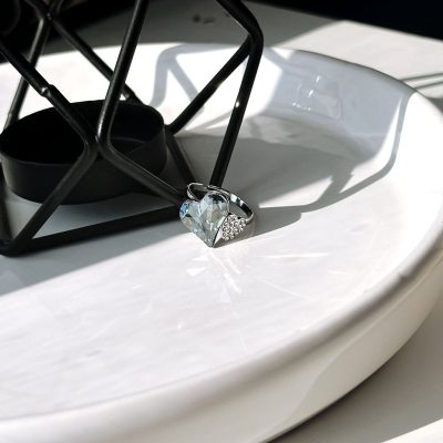 حلقه قلب Swarovski جواهری قابل تنظیم آبکاری رودیوم