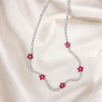 چوکر گل جواهری سفید/بنفش آبکاری رودیوم