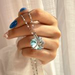 گردنبند قلب یخی I love you آبکاری رودیوم