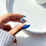 انگشتر Oval آبی جواهری نقره