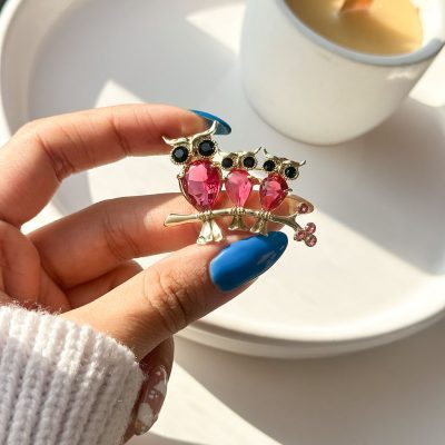 گل سینه جغد آبکاری طلایی
