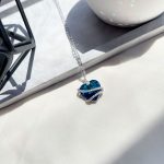گردنبند قلب Swarovski آبی جواهری نقره