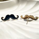 گوشواره سبیل مشکی آبکاری طلایی