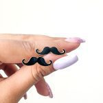 گوشواره سبیل مشکی آبکاری طلایی
