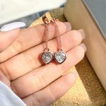 گوشواره آویزدار قلب آبکاری رزگلد