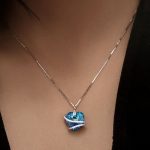 گردنبند قلب Swarovski آبی جواهری نقره