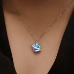 گردنبند قلب Swarovski آبی / آبی بنفش جواهری نقره