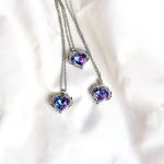 گردنبند قلب آتشی آبی بنفش Swarovski جواهری آبکاری رودیوم