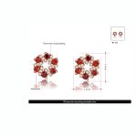 گوشواره گل قرمز جواهری آبکاری رزگلد